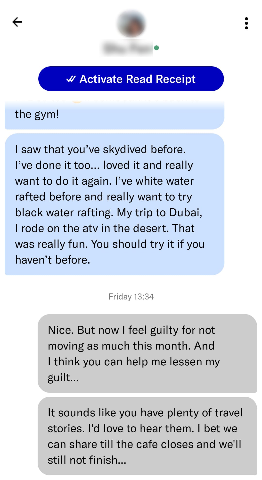 Tinder conversation building togetherness instead of trading information, inviting her into a shared activity
