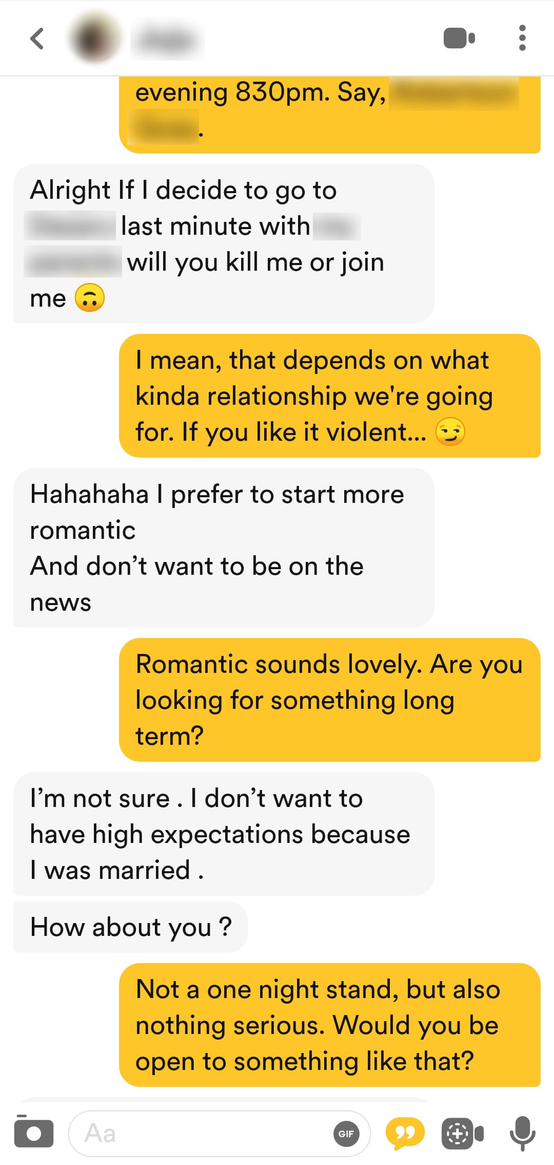 Bumble conversation handling a playful objection before getting her WhatsApp number